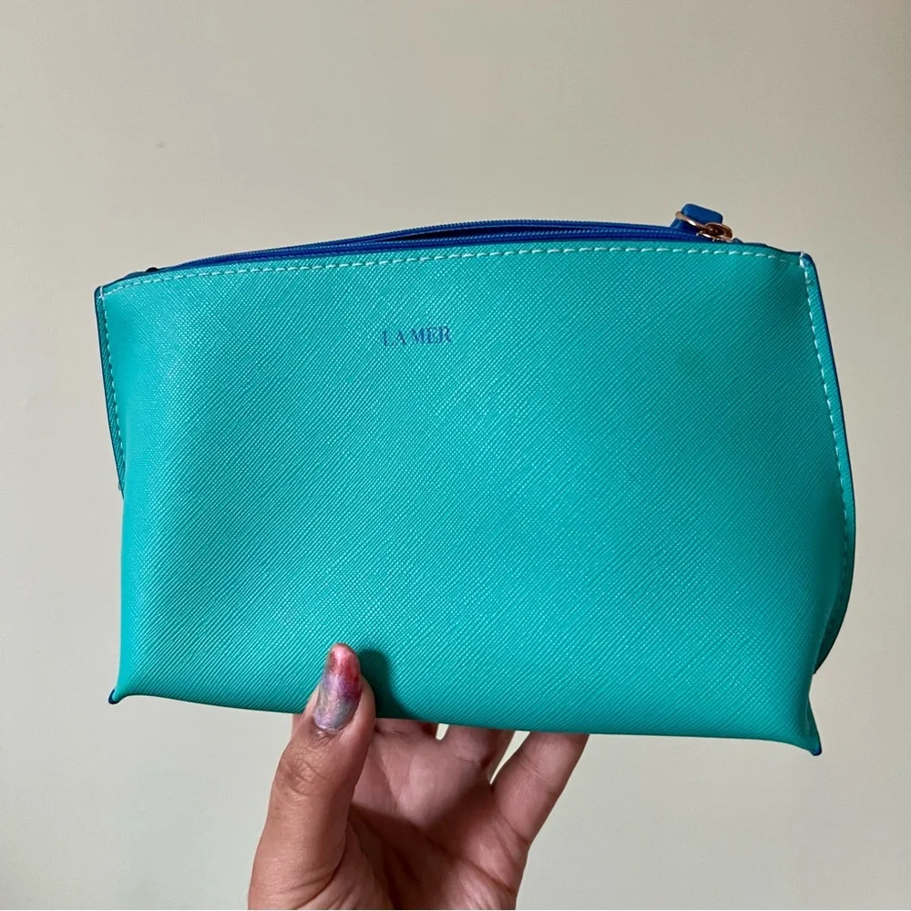 LA MER Turquoise Green Small Travel Organization Jewelry Makeup Skincare Pouch